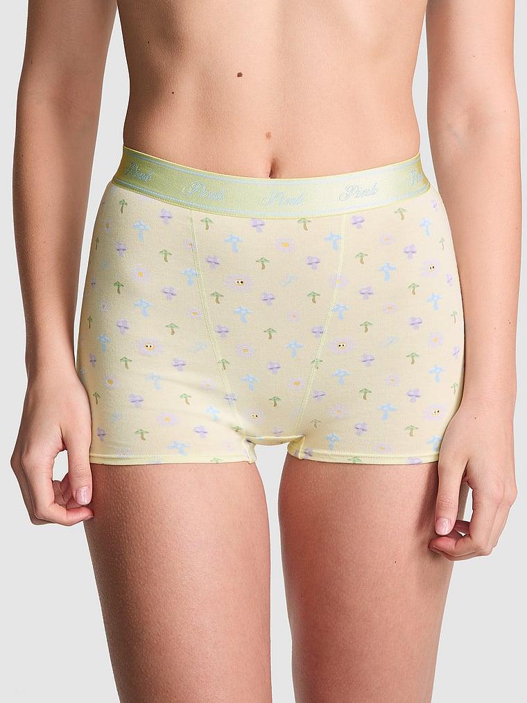 Pink Logolu Pamuklu Yüksek Bel Boyshort Kulot arka görünümü