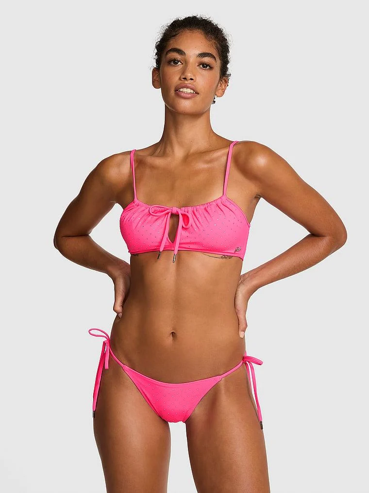 Pink Yandan Baglamali Cheeky Bikini Alti arka görünüm