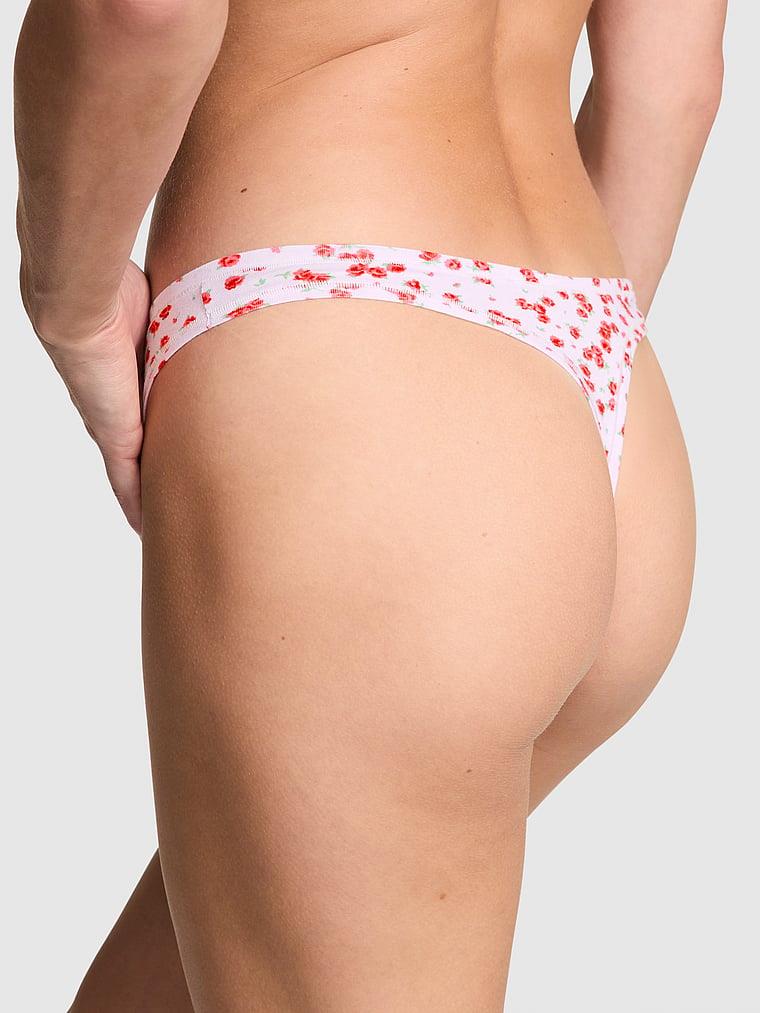 Pink Pamuklu Derin Bacak Kesim Tanga arka görünümü