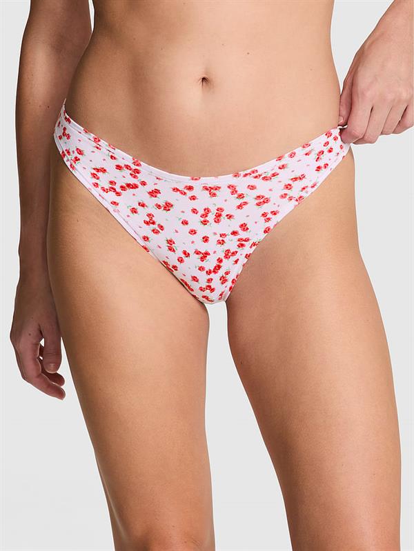 Pink Pamuklu Derin Bacak Kesim Tanga ön görünüm