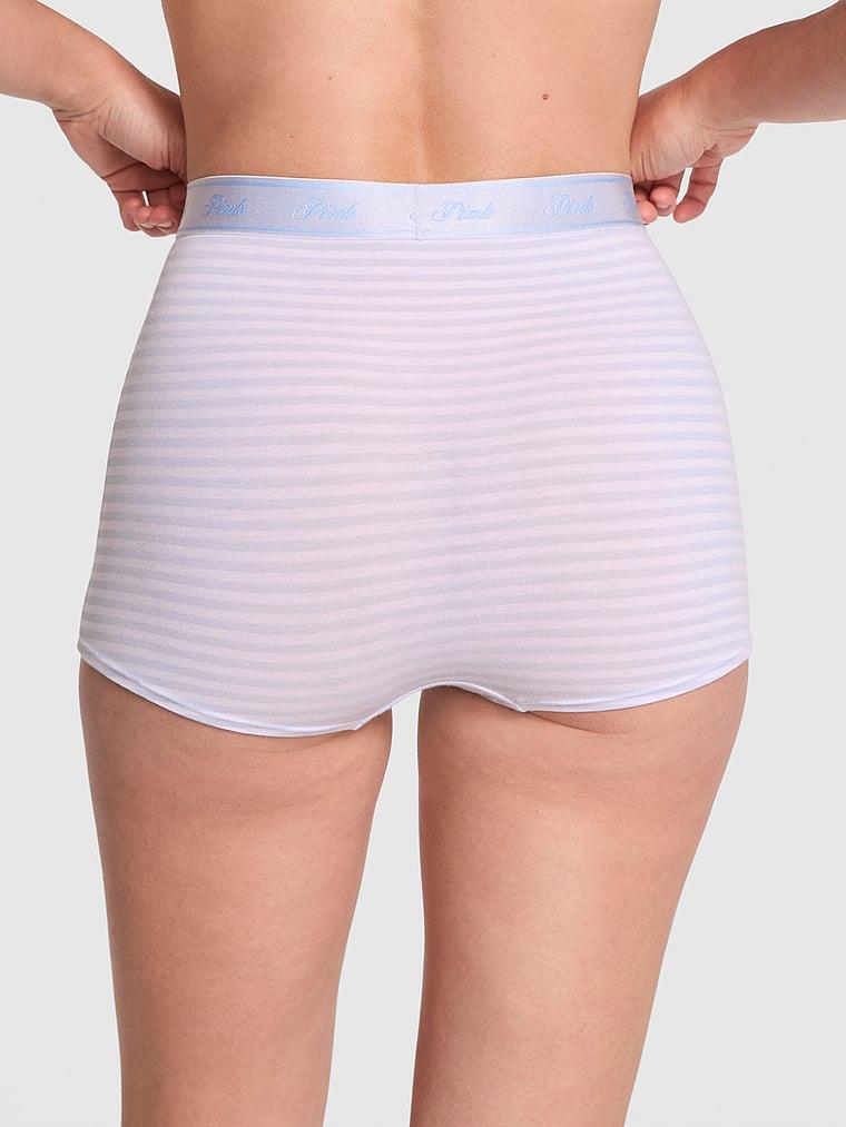 Pink Logolu Pamuklu Yüksek Bel Boyshort Kulot arka görünümü
