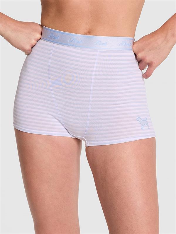 Pink Logolu Pamuklu Yüksek Bel Boyshort Kulot