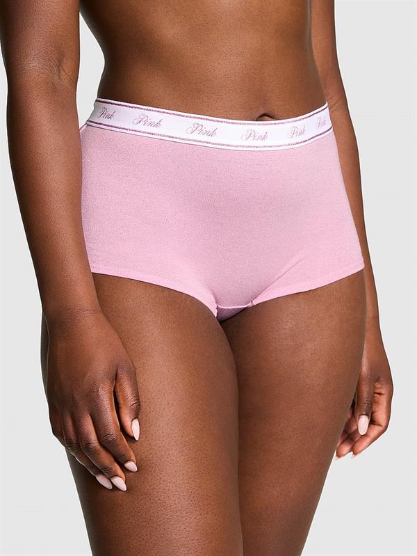 Pink Logolu Pamuklu Işıltılı Boyshort Kulot