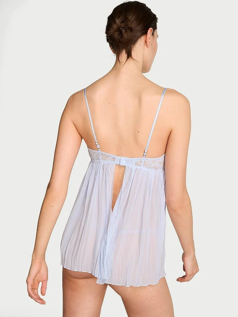 Dantelli Pileli Babydoll arka görünüm