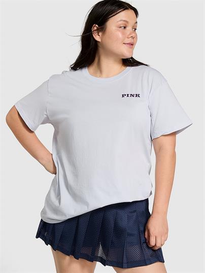 Pink Oversize Kısa Kollu Kampus Tisort