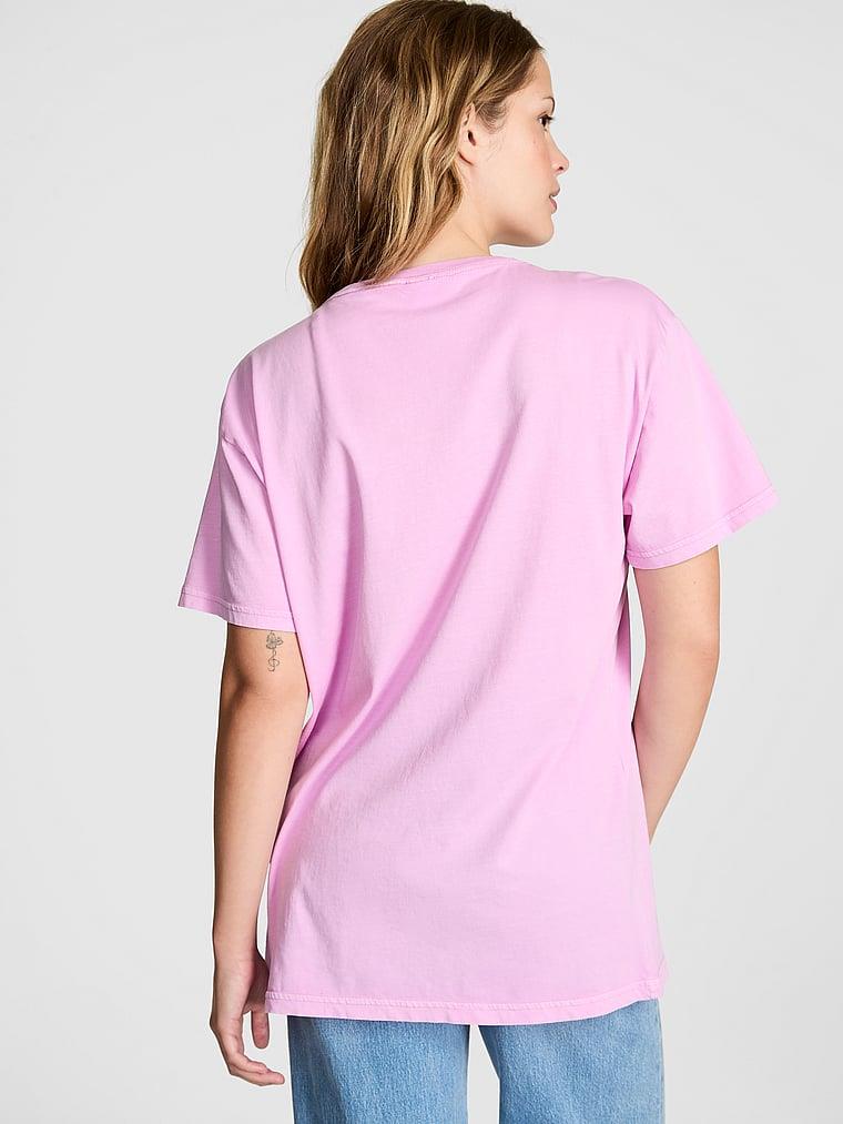 Pink Oversize Kısa Kollu Kampus Tisort arka görünümü