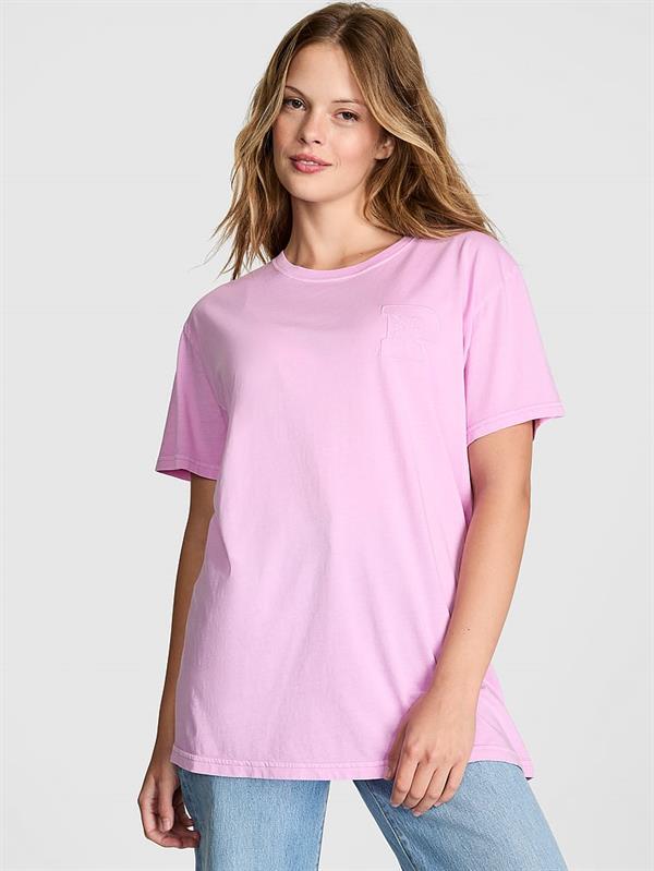 Pink Oversize Kısa Kollu Kampus Tisort