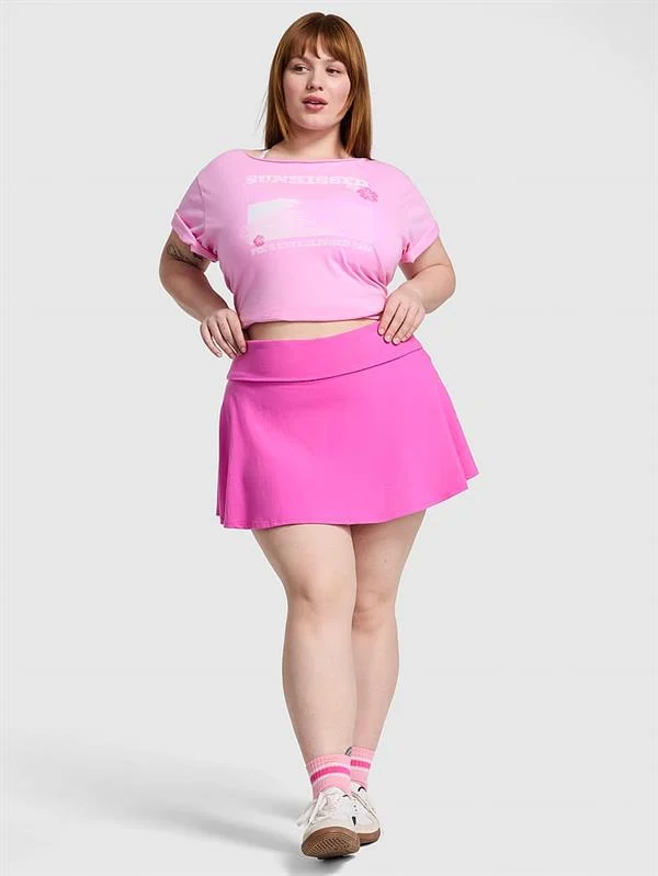Pink All Day Pamuklu Beli Katlanabilen Etek ön görünüm