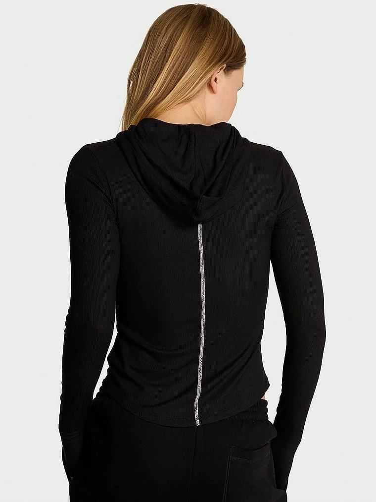 Ribanali Kapusonlu Sweatshirt arka görünüm