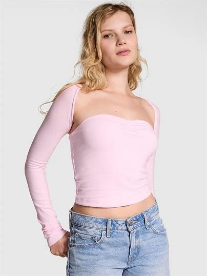 Pink Base Pamuklu Bolero Ve Dar Ust Takim ön görünüm