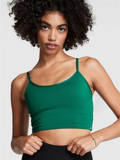 Victorias S Secret Pink Ultimate Hafif Astarli Sirti Bagcikli Sporcu Sütyeni ön görünüm