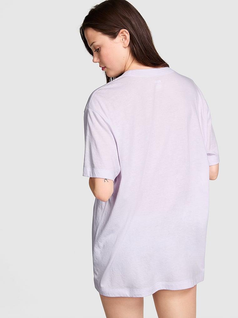 Pink Pamuklu Oversize Uyku Tisortu arka görünümü