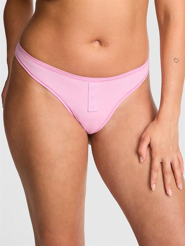 Pink Pamuklu Derin Bacak Kesim Tanga