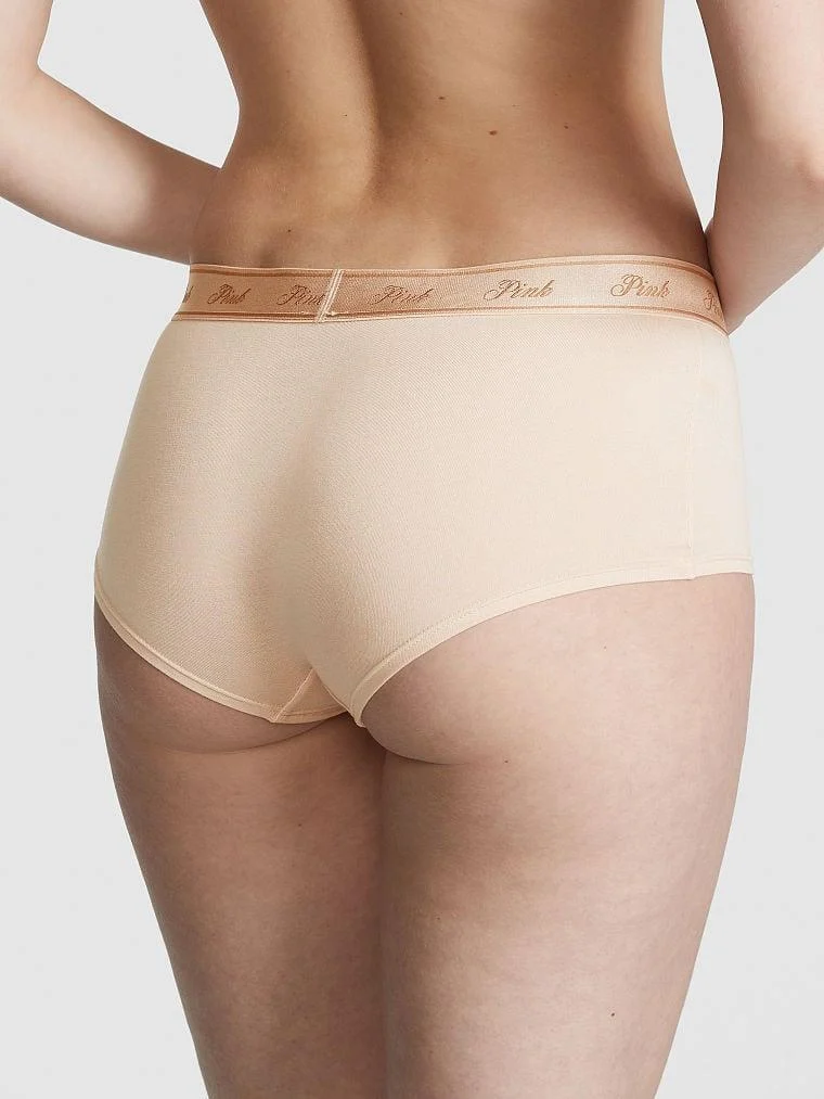 Pink Logolu Pamuklu Boyshort Kulot arka görünüm