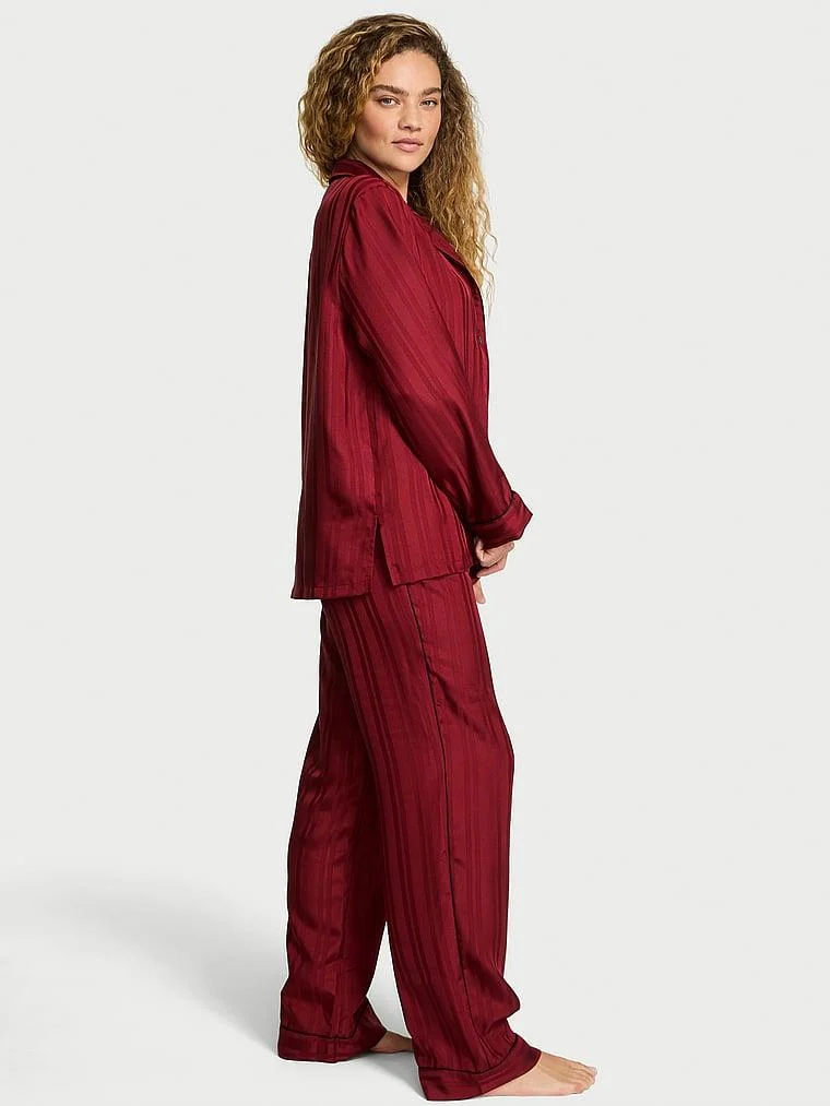 Glazed Saten Uzun Pijama Takimi arka görünüm