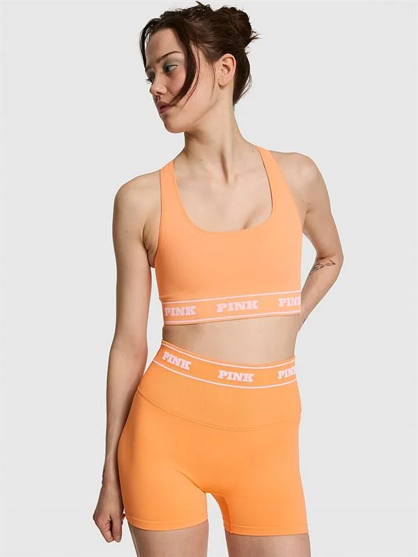 Pink Seamless Cift Yonlu Sporcu Sütyeni ön görünüm