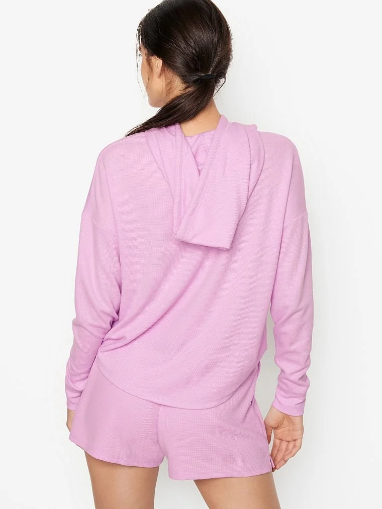 Victorias Secret Glow Waffle Kapusonlu Ve Sort Seti arka görünüm