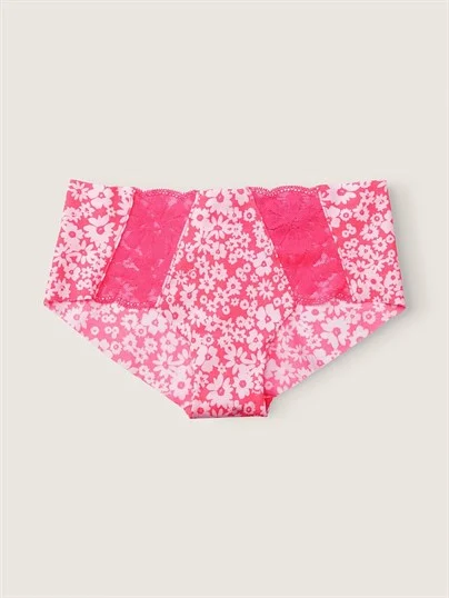 Pink Lazer Kesim Dantel Detayli Hipster Kulot