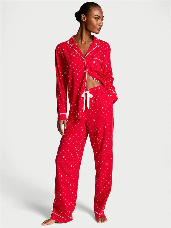 Flannel Uzun Pijama Takimi ön görünüm