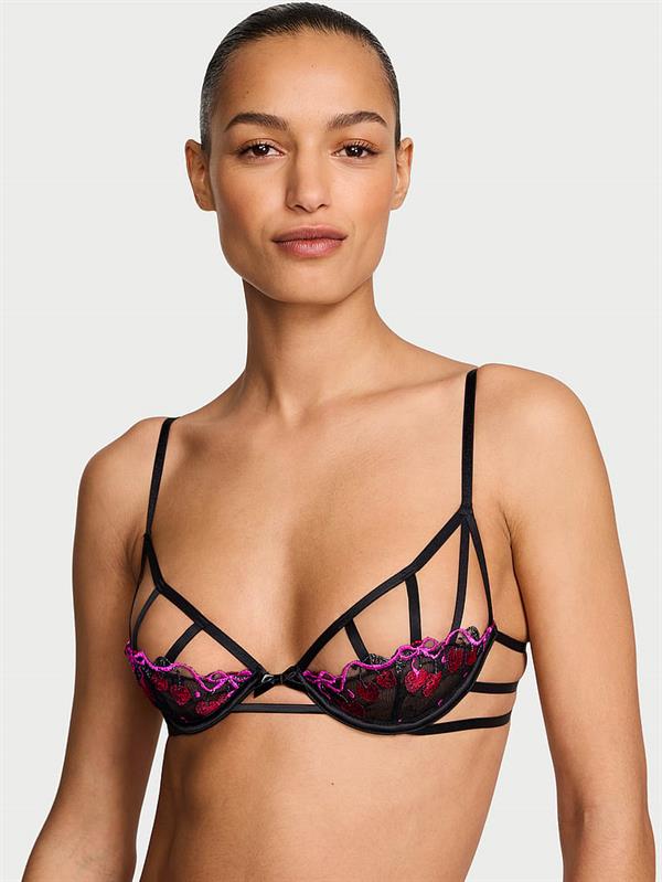 Cherry Pop Islemeli Dekolteli Desteksiz Demi Sütyen