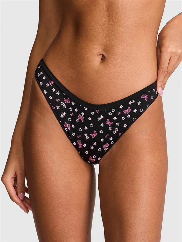 Pink Seamless Derin Bacak Kesim Tanga ön görünüm