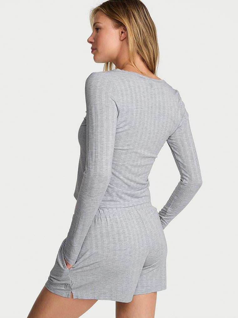 Sosoft Modal Ultra Ince Uzun Kollu Henley Bluz arka görünümü