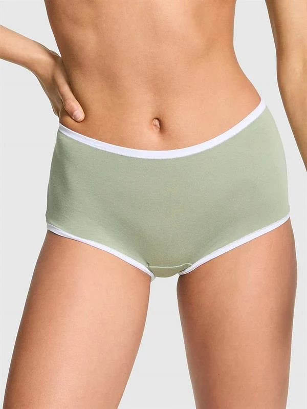Pink Logolu Pamuklu Boyshort Kulot