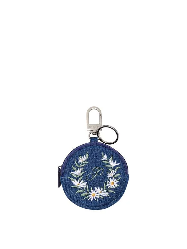 Pink Fermuarli Denim Kese Anahtarlik