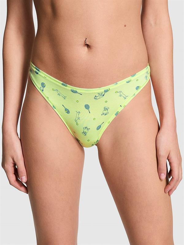 Pink Pamuklu Derin Bacak Kesim Tanga