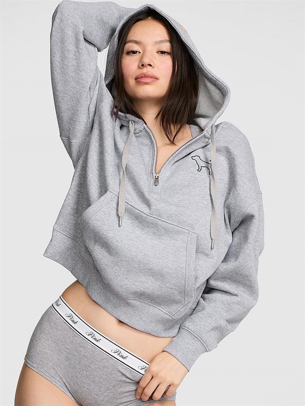 Pink Ivy Yarim Fermuarli Kapusonlu Sweatshirt