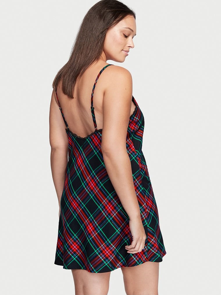 Flannel V Yaka Gecelik arka görünümü