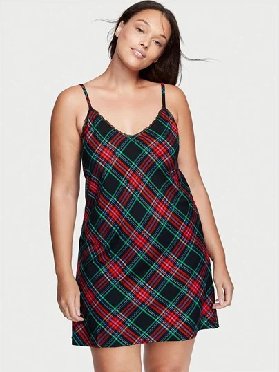 Flannel V Yaka Gecelik ön görünüm