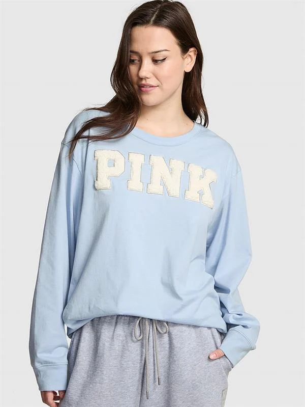 Pink Kampus Pamuklu Uzun Kollu Tisort
