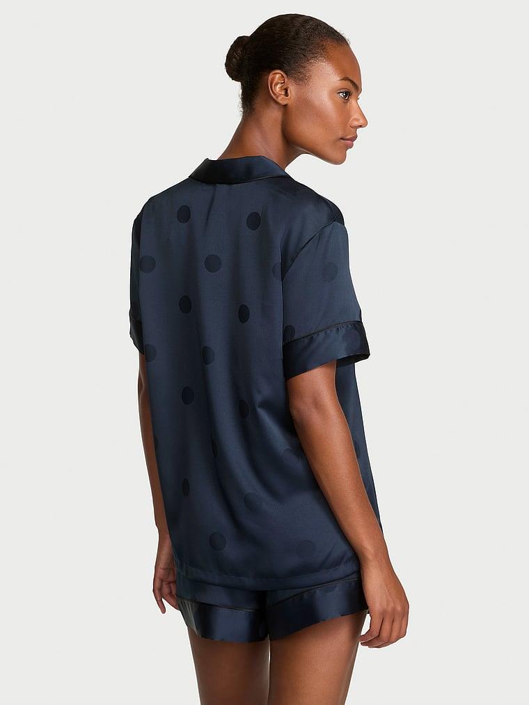 Glazed Saten Sortlu Pijama Takimi arka görünümü