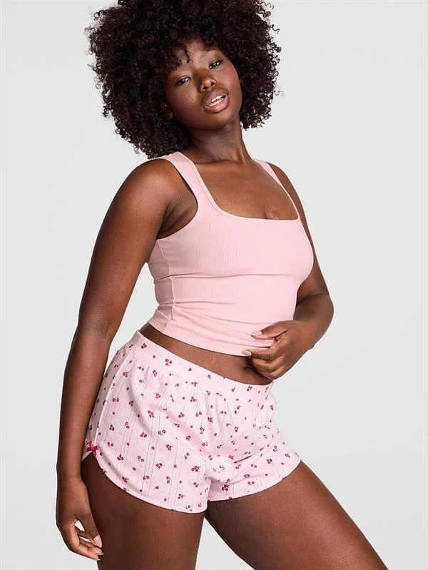 Pink Pointelle Fiyonklu Boxer Sort