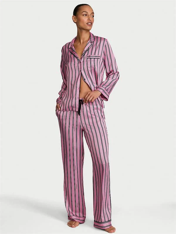 Glazed Saten Uzun Pijama Takimi