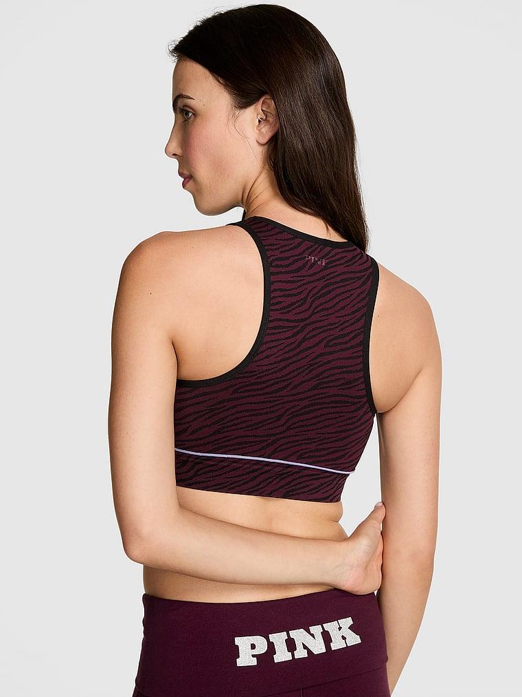 Pink Seamless Halter Yaka Sporcu Sütyeni arka görünümü