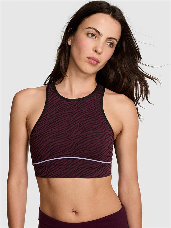 Pink Seamless Halter Yaka Sporcu Sütyeni