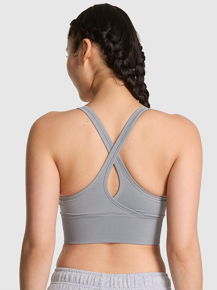 Pink Seamless Air Orta Destekli Sporcu Sütyeni arka görünüm