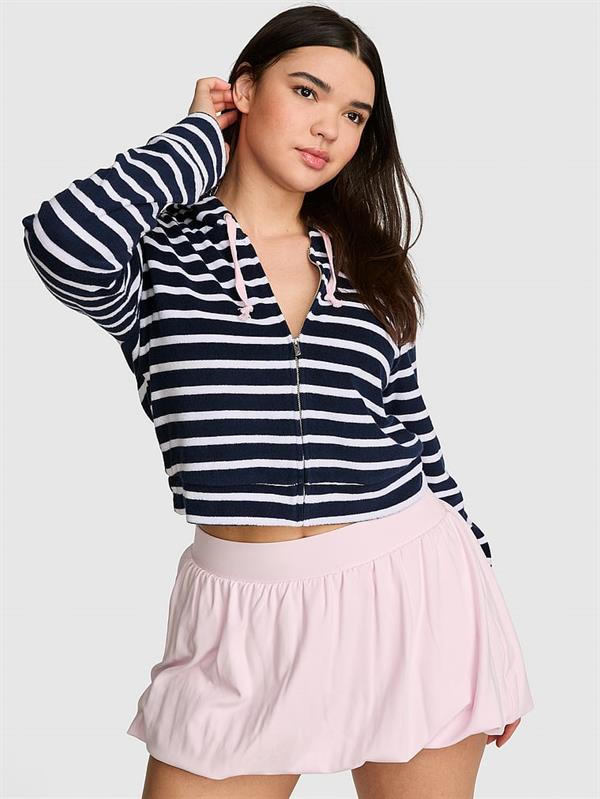 Pink Fermuarli Kapusonlu Ust