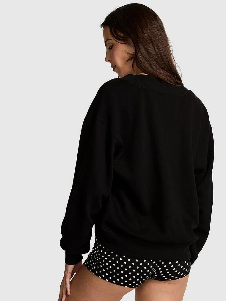 Pink Ivy V Yaka Crop Sweatshirt arka görünüm