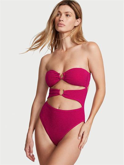 Işıltılı Cut Out Bandeau Mayo
